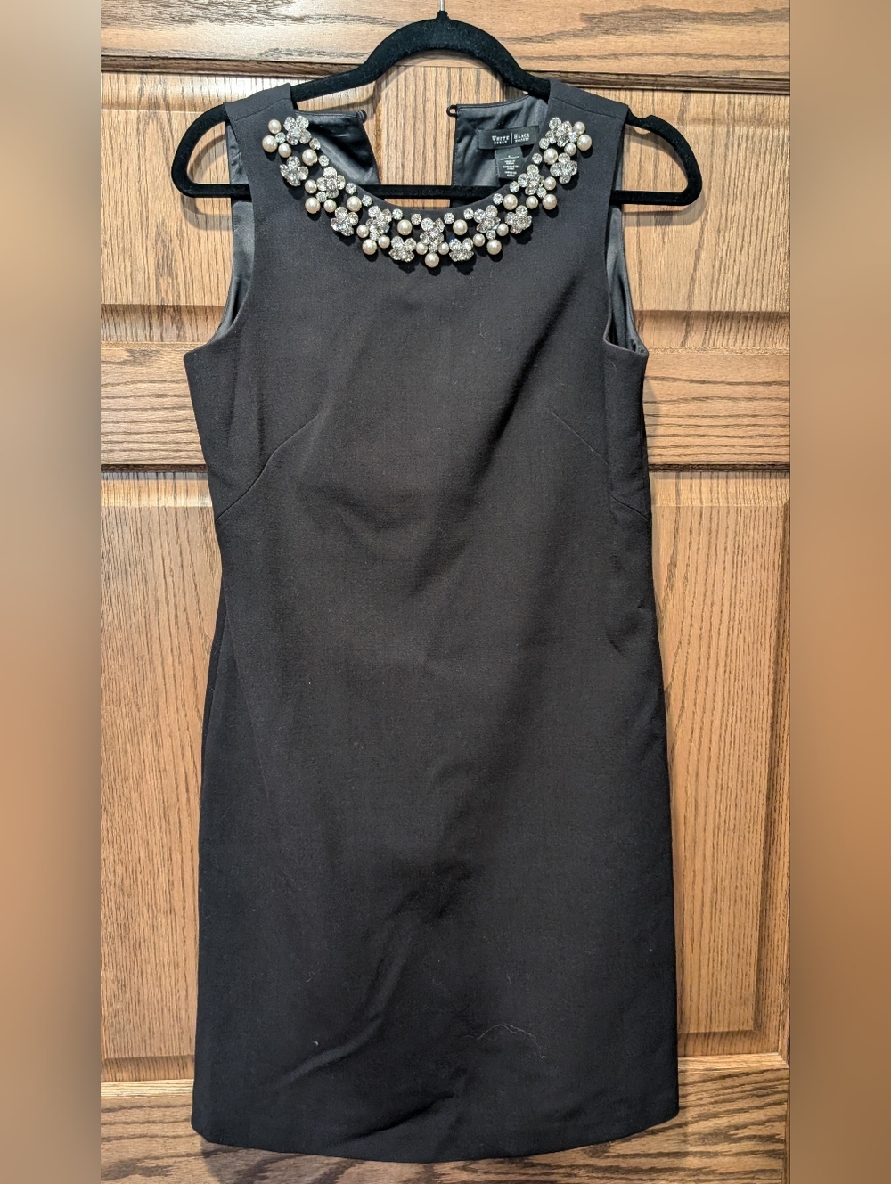 White House Black Market Black Jewel-Neck Mini Sheath Dress